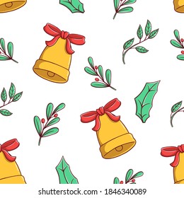 nahtlose Weihnachtsglocken und Blumen