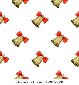 Seamless pattern with Christmas bell. Vector illustration