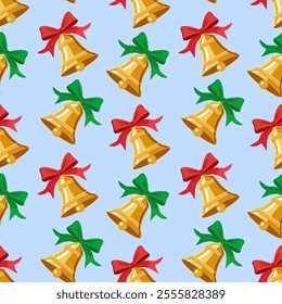 Seamless pattern of Christmas bells. Christmas background. Suitable for winter and New Year themes. Vector illustration. It can be used for packaging, wallpaper, printing.