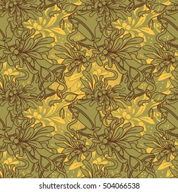 Seamless pattern with christmas bells and mistletoe berries, vector illustration