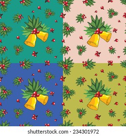Seamless pattern with Christmas bells and other elements