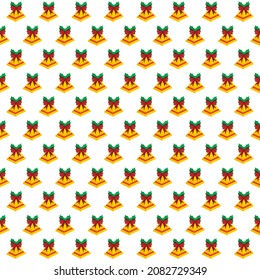 Seamless pattern Christmas bells with red ribbon. Christmas decorations. Flat design vector illustration.