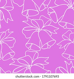 seamless pattern, Christmas bells with ribbons, ornament for wallpaper and fabric, scrapbooking paper