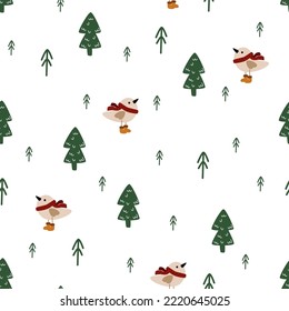 seamless pattern with christmas birds