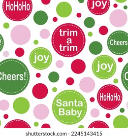 Patrón sin inconvenientes de puntos brillantes de Navidad con Wordings - Diseño de vectores de Navidad