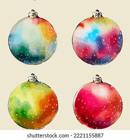 Burbujas de navidad sin foco, albóndigas de navidad acuarelas, un interminable patrón de fondo. Fiestas de año nuevo