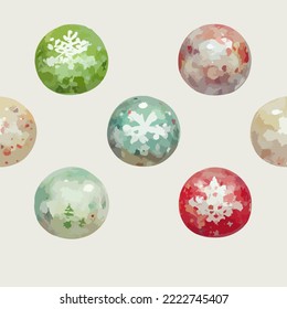 Seamless pattern christmas bubbles, watercolor xmas balls endless pattern. New-year collection