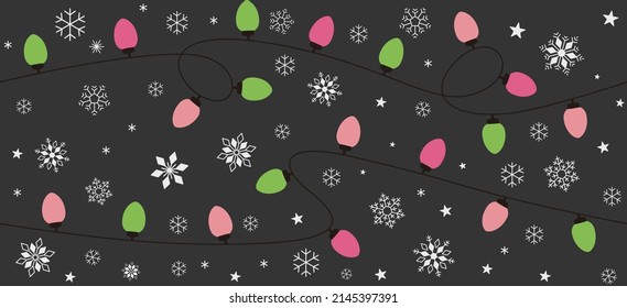 Seamless pattern of Christmas Bulb and snowflake