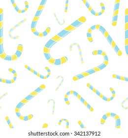 Seamless pattern with christmas candies on white background. For use in the packaging paper, backgrounds, tablecloths. Vector illustration. 
