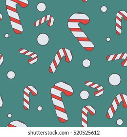 seamless pattern with Christmas candies. red candy flat design. background