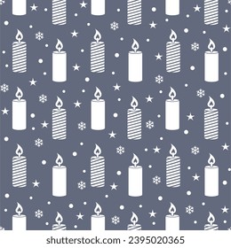 Seamless pattern with Christmas candles. Festive background. Happy New Year vector illustration. Design for web, wallpaper, cover, textile, wrapping.