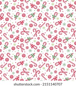 Seamless Pattern of Christmas Candy cane - Christmas vector design 