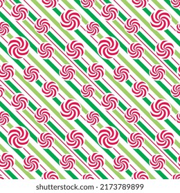Seamless pattern of Christmas Candy Cane Stripe, Peppermint Candy -Christmas vector design 
