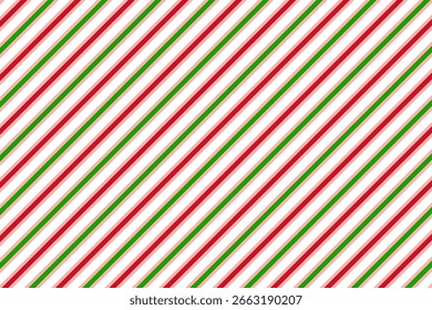 Padrão contínuo de bengalas de doces de Natal. Fundo do vetor de Natal com listras vermelhas e verdes. Papel de embrulho de Ano Novo