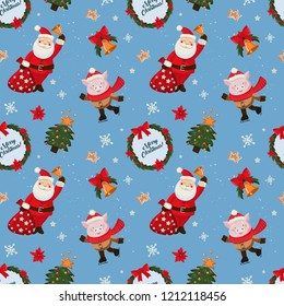 seamless pattern with christmas characters