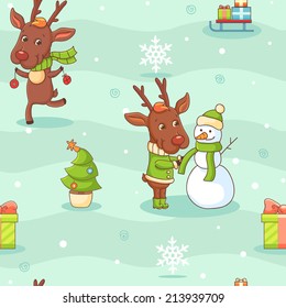 Seamless pattern with christmas characters