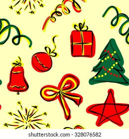 Seamless pattern with Christmas characters, vector illustration
