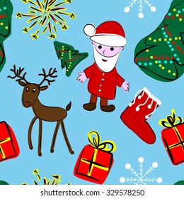 Seamless pattern with Christmas characters; vector illustration