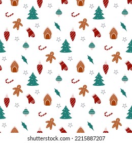 seamless pattern with christmas clip art 