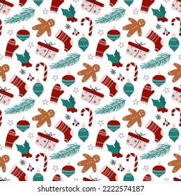 seamless pattern with christmas clip art 