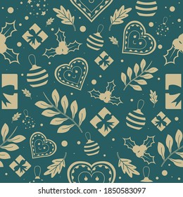 Seamless Pattern Christmas of Collection Icons