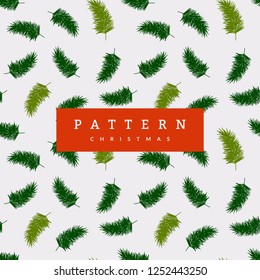 Seamless Pattern Christmas Coniferous Twig On White Background. Christmas backgrounds collection. Can be used for wallpaper, pattern fills, surface textures, fabric prints. Modern artwork