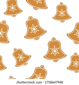 Seamless pattern of christmas cookie bells vector illustration