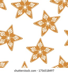 Seamless pattern Christmas cookie star vector illustration