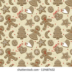Seamless pattern with  Christmas cookies