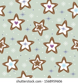 Seamless pattern for Christmas - Cookies ,and snowflwkes. Good for wrapping paper, textile print, wall paper, poster, card or decoration.