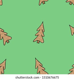 Seamless pattern, christmas cookies. Hand-drawn, holiday concept vector illustration. Suitable for paper, packaging, cover, background, design.