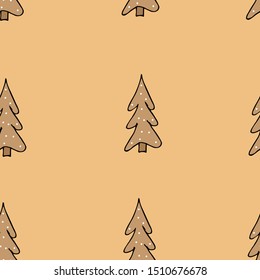 Seamless pattern, christmas cookies. Hand-drawn, holiday concept vector illustration. Suitable for paper, packaging, cover, background, design.