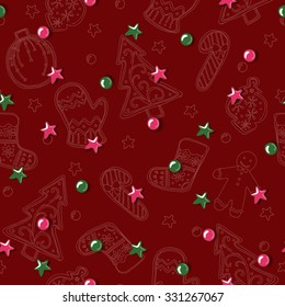 Seamless pattern with Christmas cookies. Vector