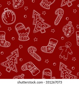 Seamless pattern with Christmas cookies. Vector
