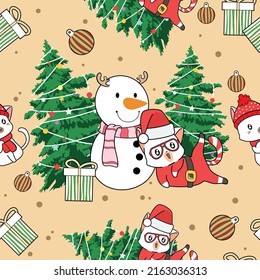 Seamless pattern Christmas day cartoon