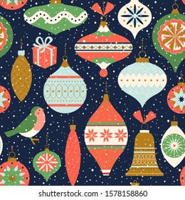 Seamless pattern. Christmas Decor. Can be used for background, wrapping paper, fabric, surface design, cover, and etc.