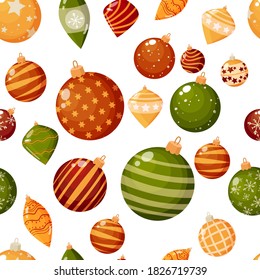 Seamless pattern. Christmas Decor. Can be used as background, packaging paper, cover, fabric. Vector illustration