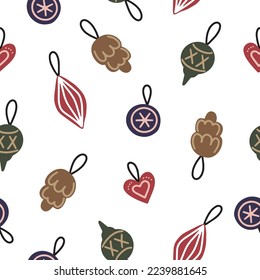 Seamless pattern. Christmas Decor. Can be used as background, packaging paper, cover, fabric and etc.