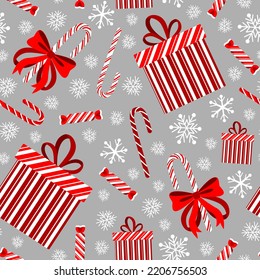 nahtloses Muster - Weihnachtsdekoration, Geschenkbox und Süßigkeiten