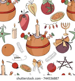 Seamless pattern with christmas decoration. Endless texture for festive design and decoration.