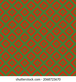 Seamless pattern with Christmas decoration. Green and red squares pattern.