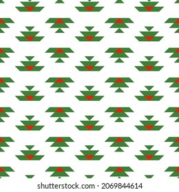 Seamless pattern with Christmas decoration. Green and red traditional design pattern.