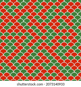 Patrón sin foco con decoración navideña. Patrón de vieiras verdes y rojas.