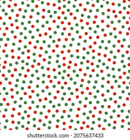 Seamless pattern with Christmas decoration. Green and red dots pattern.