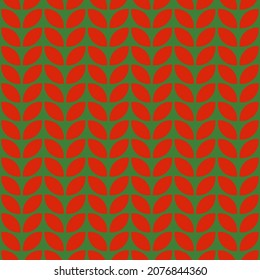 Seamless pattern with Christmas decoration. Green and red petals pattern.