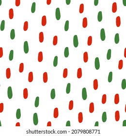 Seamless pattern with Christmas decoration. Green and red spots pattern.