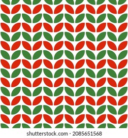 Seamless pattern with Christmas decoration. Green and red leaves pattern.