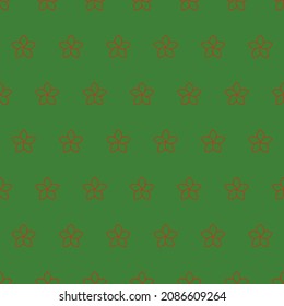 Seamless pattern with Christmas decoration. Green and red outline flower pattern.