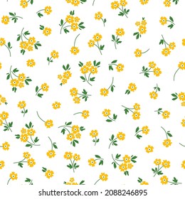 Seamless pattern with Christmas decoration. Green and yellow flower pattern.