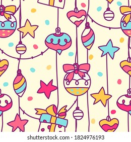 Seamless pattern Christmas decoration. New year background or endless decoration for web wallpaper.